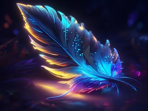 feather on dark background