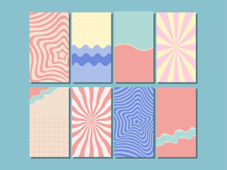 Set of stories templates. Groovy retro style. Backgrounds for social media posts
