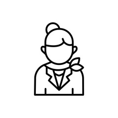 Air hostess outline icons, jobs and profession minimalist vector illustration ,simple transparent graphic element .Isolated on white background