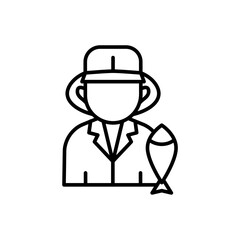 Fisherman outline icons, jobs and profession minimalist vector illustration ,simple transparent graphic element .Isolated on white background