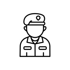 Soldier outline icons, jobs and profession minimalist vector illustration ,simple transparent graphic element .Isolated on white background