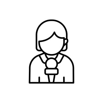 recommend clip art: Reporter outline icons, jobs and profession minimalist vector illustration ,simple transparent graphic element .Isolated on white background
