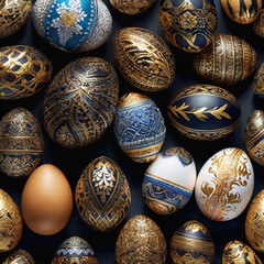 Colorful beautiful patterned easter eggs