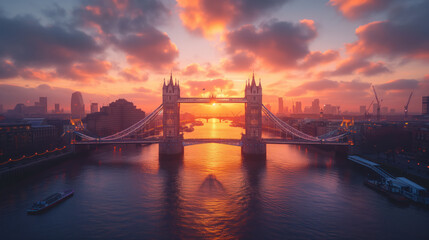 Sunset View of Tower Bridge in London - obrazy, fototapety, plakaty