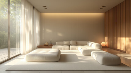 Modern Serene Living Room with Warm Natural Light