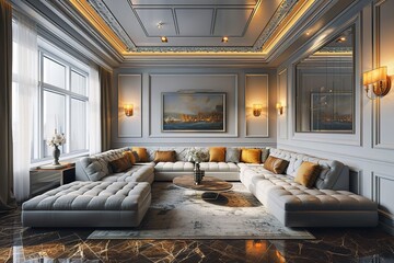 Stylish Interior Design Background. Modern Living Room.