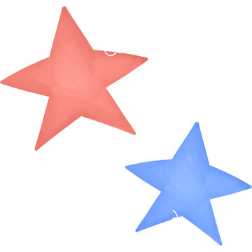 colorful stars cartoon icon. hand drawn watercolor style icon