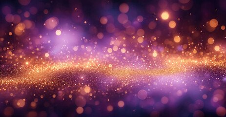 Golden dust sparkle abstract blur with blinking bokeh bright party lights. Abstract Glitter...