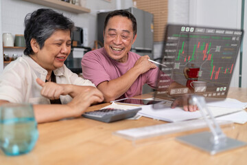 Fototapeta premium Senior couple learning about new technology, Active modern life after retirement