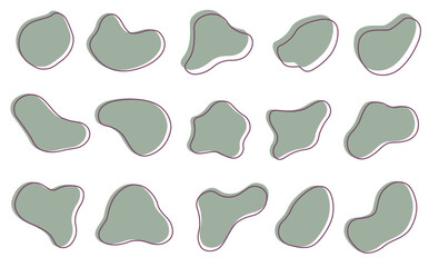Amoeba is green with a frame. Vector background or liquid abstract geometric modern splash. Liquid graphic form design element.