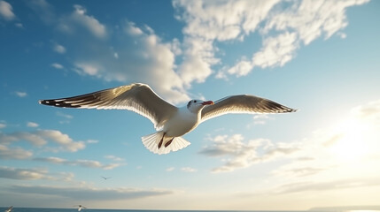 Obraz premium Seagulls are flying in the sky.
