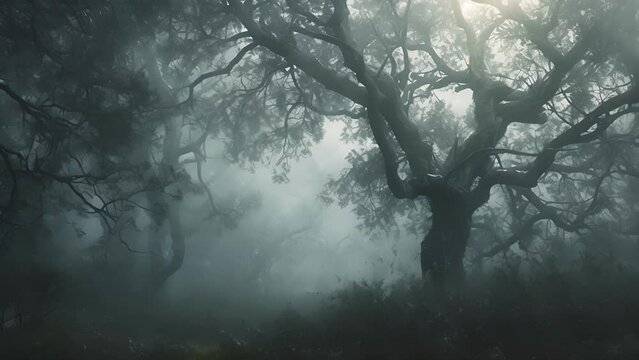 The trees creaked and moaned as if in pain, their bark cracked and oozing a dark, viscous liquid. Even the leaves seemed to have a life of their own, whispering sinister Fantasy animatio