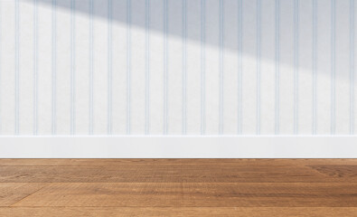 Striped wall and wooden floor background