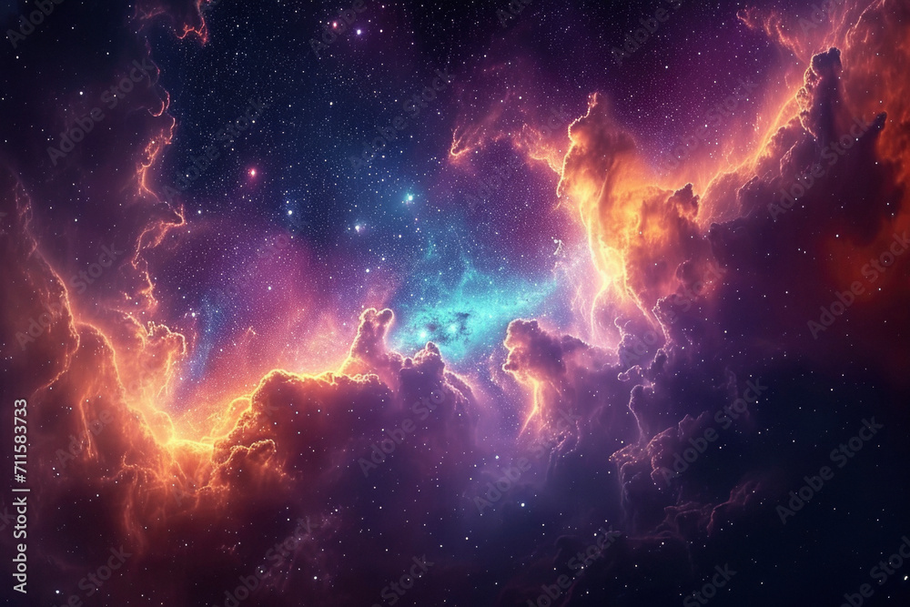 Wall mural colorful space galaxy cloud nebula. stary night cosmos. universe science astronomy.