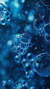 Close-up shot liquid blue molecules close up on black background. Generative AI