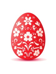 Fototapeta premium Cartoon Style Easter Egg in light red Colors on a white Background. Easter Illustration with Copy Space