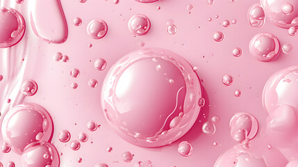 Background of pink liquid surface where big bubbles form.