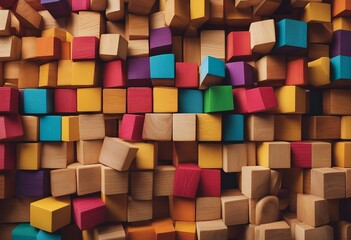 Header image or cover image for something creative or diverse Wide format background of wooden block