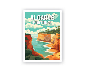Algarve Illustration Art. Travel Poster Wall Art. Minimalist Vector art