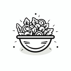 Line art vector salad icon, black on white background Generative Ai