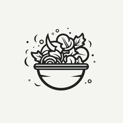 Line art vector salad icon, black on white background Generative Ai