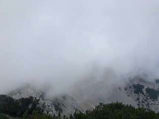 Cloudy view of Monte Baldo's summit, Italy.