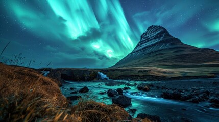 Aurora over Kirkjufell, near Grundarfjordur, Iceland