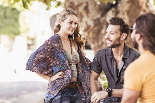 Romantic couple having a happy time at an outdoor restaurant.