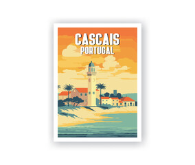 Cascais Illustration Art. Travel Poster Wall Art. Minimalist Vector art