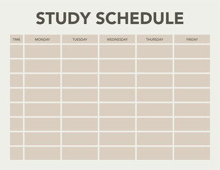 Weekly Study Schedule, academic planner