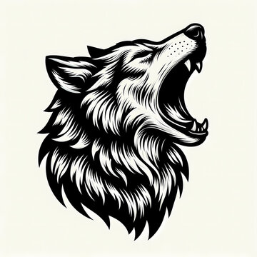 illustration of howling wolf, vintage grunge logo, ai generate	