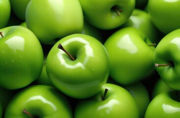 Delicious, juicy green apples as background