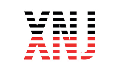 XNJ three initial letter iconic line negative space minimal logo design vector template. monogram, abstract, wordmark, business, typography, minimalist, brand, company, flat, modern, unique, simple