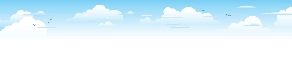 Vector drawing of sky with white clouds, cartoon illustration, natural background	