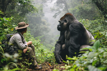 Humans and gorillas offer protection to the animals' habitats