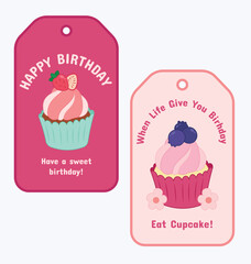 Cute cupcake muffin design vector art with decorative elements. 