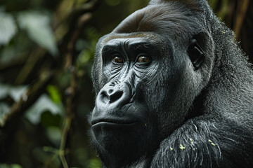 Obraz premium The silverback gorilla leads the group with a powerful but gentle demeanor.
