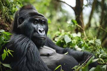 Fototapeta premium Thriving gorilla population in the reserve