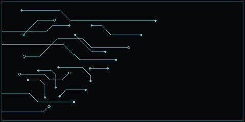 Abstract  blue tech circuit board lines sci-fi banner design. Futuristic computer chip background. 