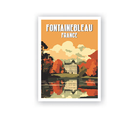 Fontainebleau Illustration Art. Travel Poster Wall Art. Minimalist Vector art