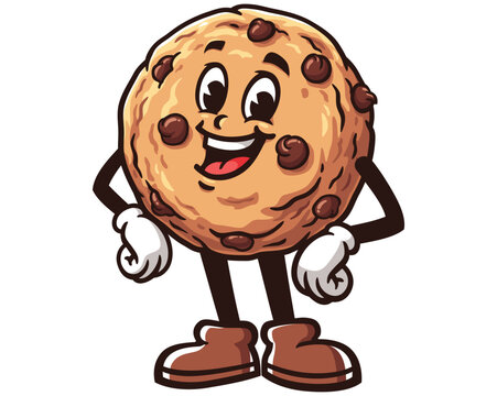 Cookie laugh cartoon mascot illustration character vector clip art logo hand drawn
