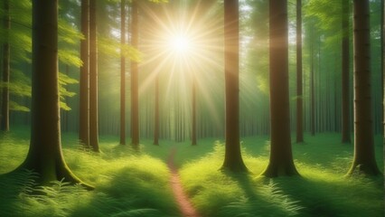 Fototapeta na wymiar Forest sunlight background