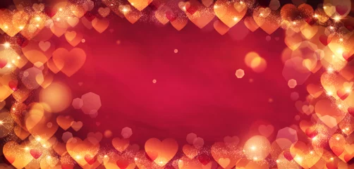 Fotobehang Hearts and bokeh lights abstract background © stokkete