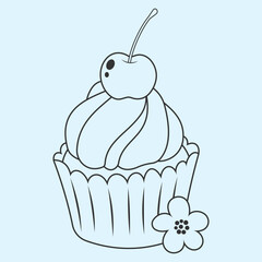 Cute cupcake muffin design vector art with decorative elements. 