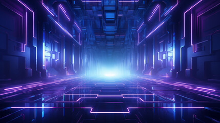 Fototapeta premium Spaceship futuristic neon stage podium mockup