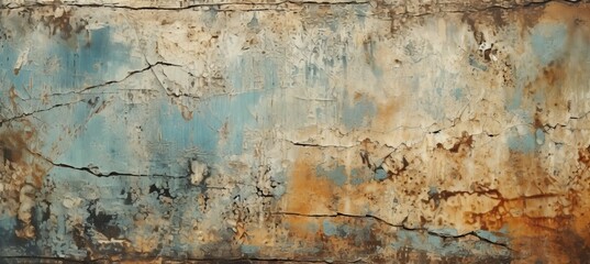 Macro view of a weathered antique fresco, showcasing intricate layers and captivating textures