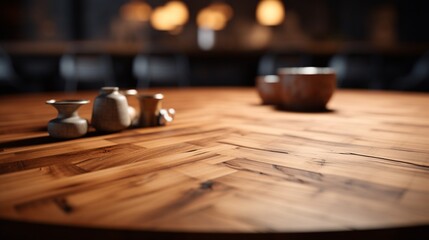 Fototapeta na wymiar A mesmerizing view of a wood table, capturing the depth and character of the wooden surface, with every detail showcased in stunning clarity