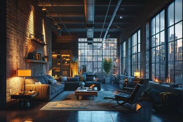 Modern loft living room interior