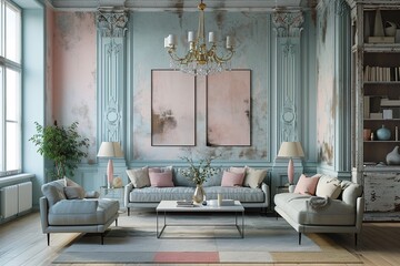 Stylish pastel living room