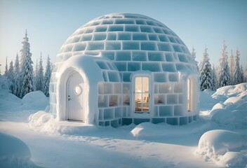 a small, cozy house designed to look like an igloo - obrazy, fototapety, plakaty